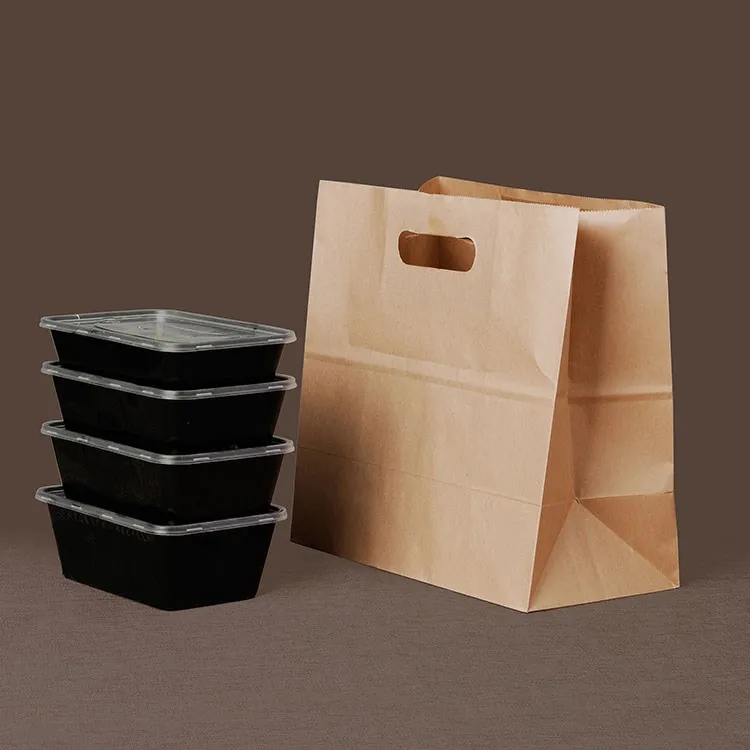 

50pcs/lot large 80gsm kraft paper takeaway hand bag fruit dessert tote bag big fast food box packing bag 15x28x29cm