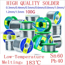 Rolo de fio de solda sanki 60/40, rolo de fio com baixo nível de temperatura 100g/0.3/0.4/0.5/0.6/0.8/1.0/1.2mm