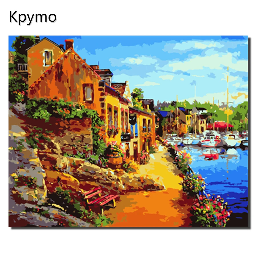 

Kpymo Paris Flower Street Tower Painting By Numbers Wall Art Acrylic Paintings Handpainted Home Decor For Living Room VA-0487