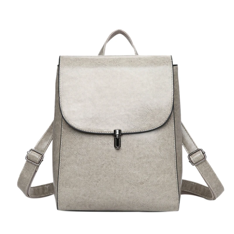 Gray LJL-Модный женский рюкзак, молодежные кожаные рюкзаки для девочек-подростков, женская школьная сумка на плечо, рюкзак с замком - Цвет: Gray
