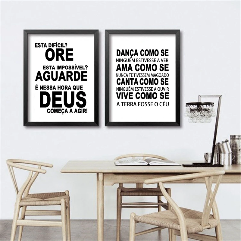 Impression D Art Religieux De Dieu Version Portugaise Avec Citation Moderne Et Minimaliste Affiche Murale De Decoration De Maison Aliexpress