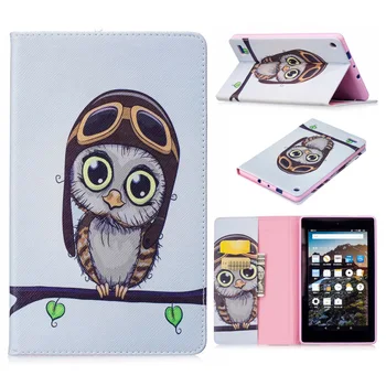 

Cartoon for Kindle Fire 7 2017 Case Smart Panda Elephant Card Slot Stand Cover for Kindle Fire 7'' 2017 folio Case