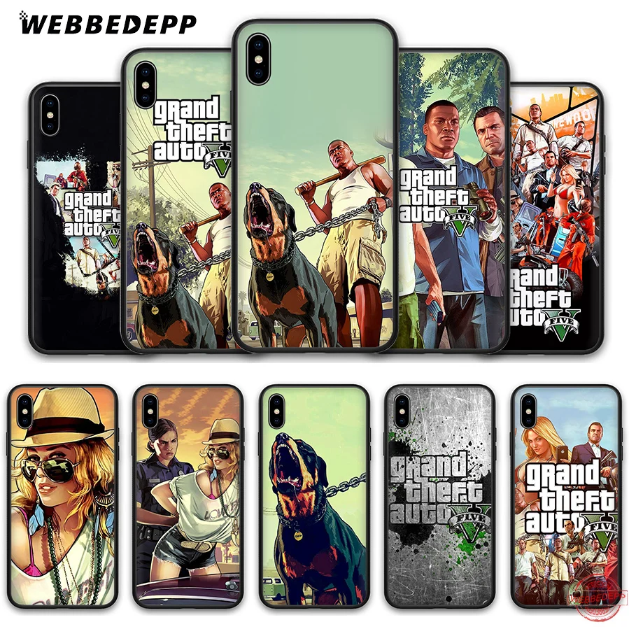 

WEBBEDEPP Grand Theft Auto GTA V Soft Silicone Case for Apple iPhone 11 Pro XS Max XR X 8 7 6S Plus 5S SE 7Plus 11Pro Max Cases
