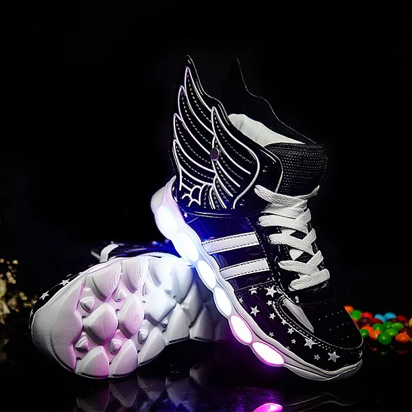 2016 New 25-37 Size/ USB Charging Basket Led Children Shoes With Light Up Kids Casual Boys&Girls Luminous Sneakers Glowing Shoe