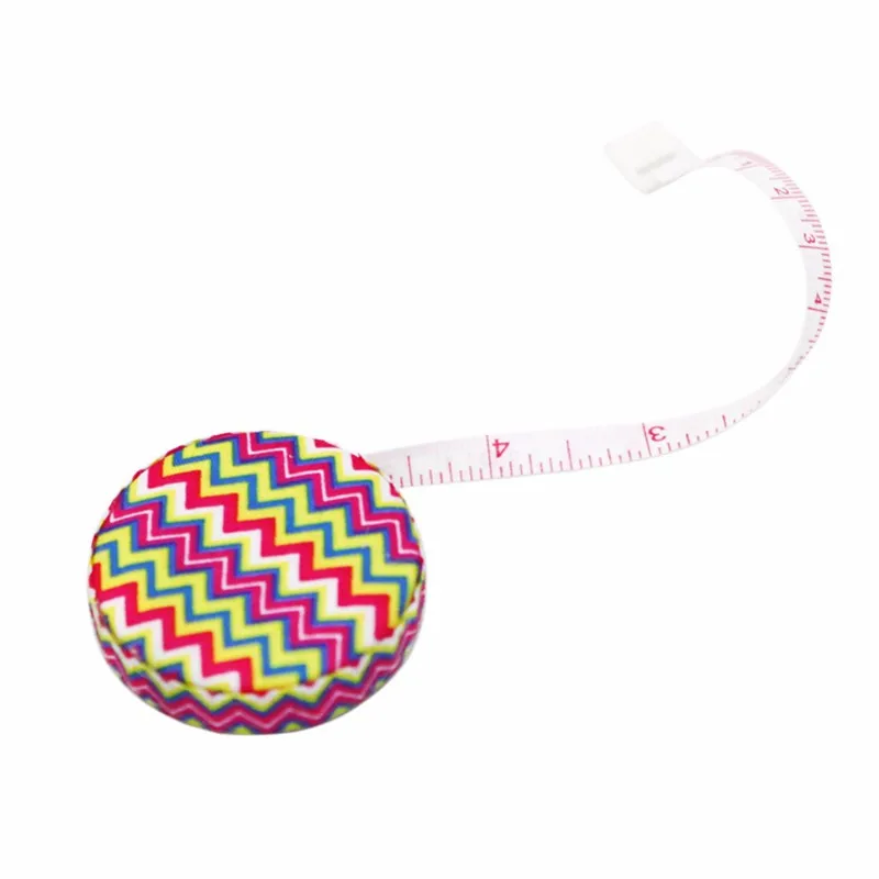 Fashion Fabric Covered Ruler Soft Tape Measure Women Portable Pocket Plastic Tapeline 60 inch 1.5M Fabric Crafts Sewing Tools  (1)