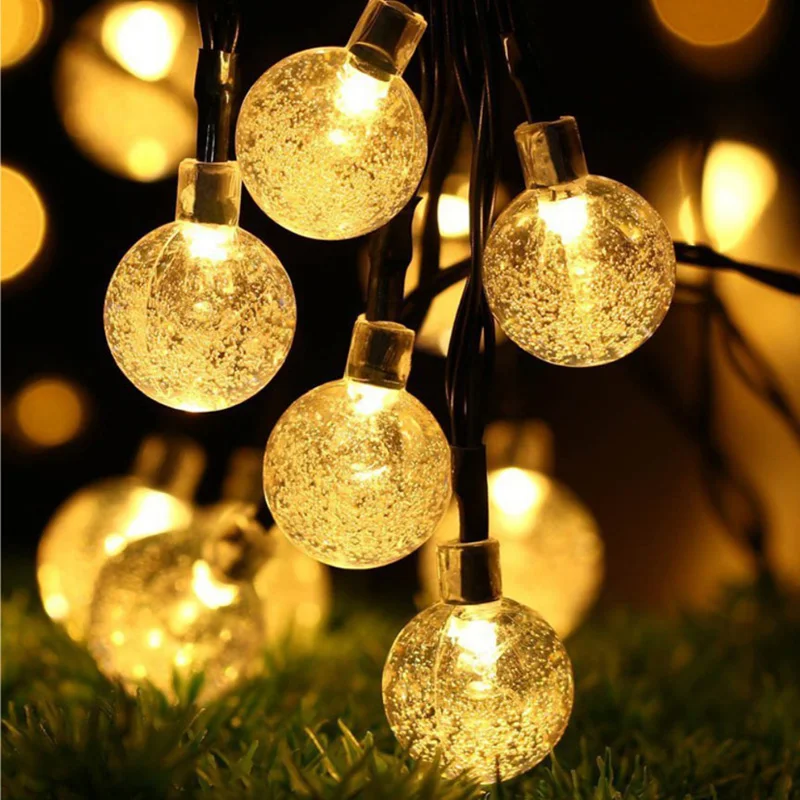 

New 30 LEDS 7M Crystal ball Solar Lamp Power LED String Fairy Lights Solar Garlands Garden Christmas Decor For Outdoor