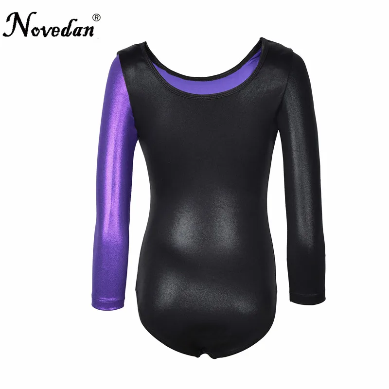 Ballet Leotards For Girls Rhythmic Gymnastics Unitards Long Sleeve Metallic Acrobatics Leotard Spandex Costume Kids Dance Wear