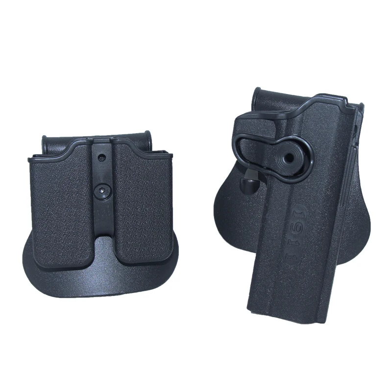 

Hunting Tactical IMI Holster Colt 1911 Right Hand Belt Loop Paddle Combat Gun Pistol Holsters with Magazine Clip Pouch Accessory