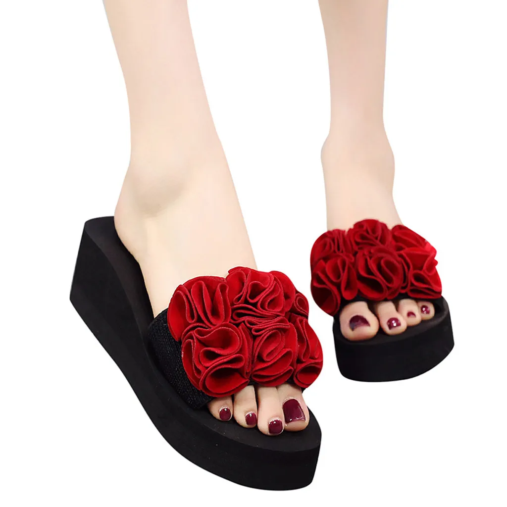 

YOUYEDIAN Women Summer Home Slippers Flip Flops Peep Toe Sandals Bling Glitter Platform Thick Bottom Sandals Ladies Shoes #3