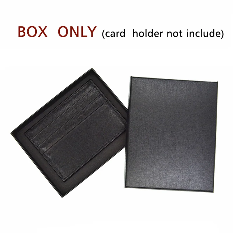 box only Натуральная коровья кожа, держатель для ID карты, конфетный цвет, банк, кредитная карта, Подарочная коробка, много слотов, тонкий чехол для карт - Цвет: box only