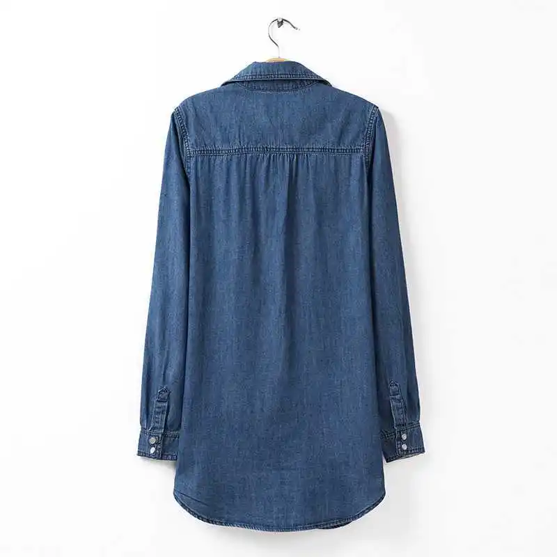 Autumn And Winter Denim Shirt Blouse Female Casual Long Sleeved Denim ...