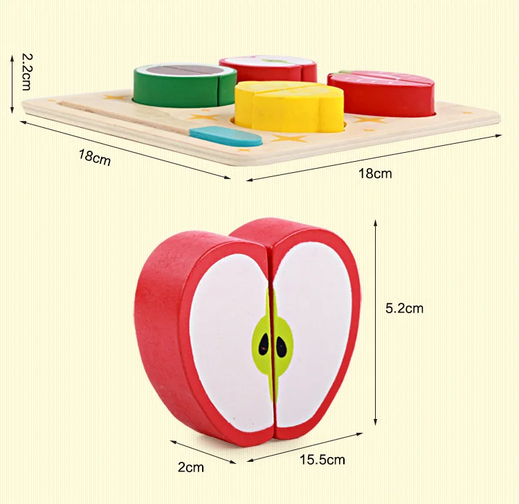 Деревянный Кухня нарезанных фруктов игрушка овощи десерт дети Пособия по кулинарии Кухня игрушка Еда Ролевые игры головоломки Обучающие