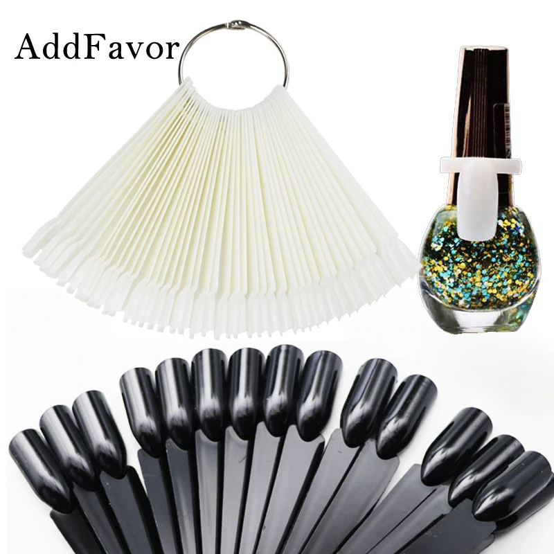 

AddFavor 50pcs Nail Art Fake Tips Nail Color Display Board UV Polish Practice Transparent Fan Palette For Nails Manicure Tool