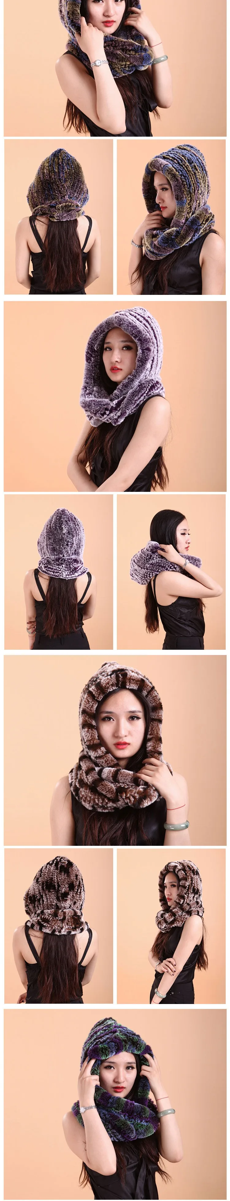 Русский стиль прекрасные яркие зимние шарфы мягкий Настоящий мех кролика головной платок шапка наборы роскошный шейный шарф