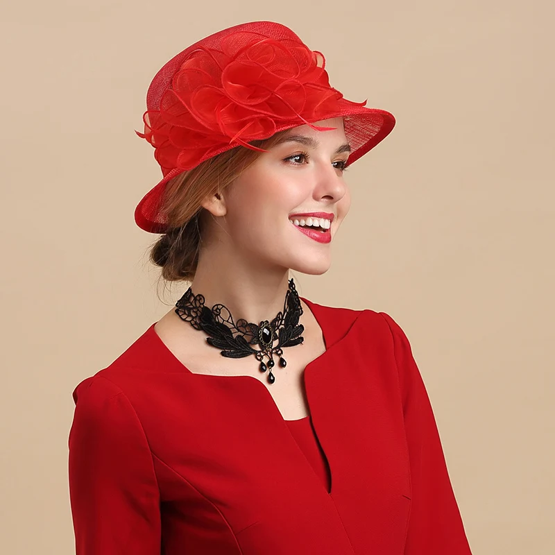 Шляпа женская летняя Fedora Женская британская королевская Ascot модный козырек