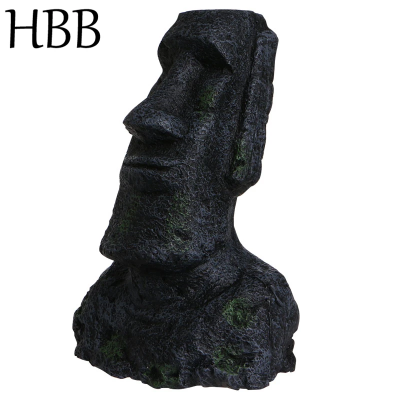 Home Fish Tank Aquarium Ornament Decor Easter Island Statue Aquarium
