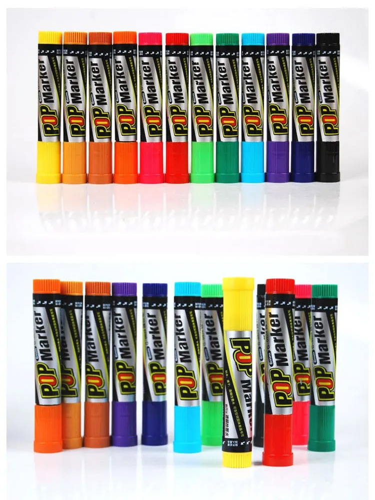 12 цветов/коробка красочные 6мм-chisel-tip художественный маркер для рекламы и постеров и офисных поставок