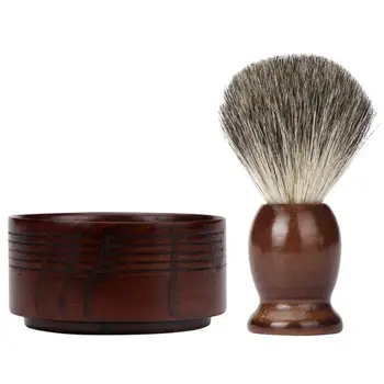 

Fashion Brand Badger hair Men Shaving Brush Traditional with wood Shaving Mug Cup Bowl combination Levert Dropship 3MAR29