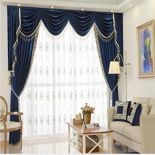 European luxury 6 color velvet curtains for Living Room Solid color velvet simple modern luxury curtains for Bedroom/Kitchen