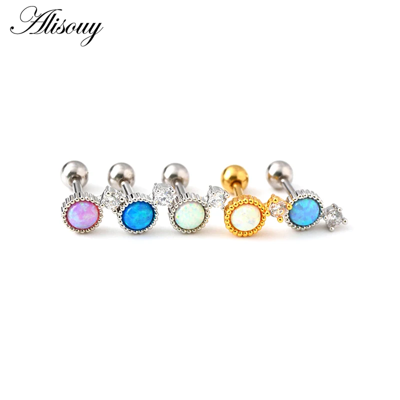

Alisouy 1pc Steel Opal Crystal Gem Ear Tragus Cartilage Ear Studs Helix Lobe Piercings Ear Piercing Labret Ring Tragus Piercing