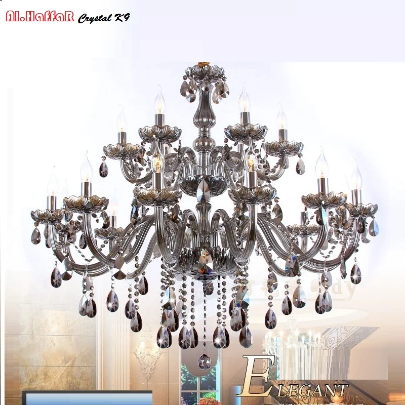 Buy Modern Crystal Chandelier lighting Smoky grey Crystal Chandeliers Large Chandelier lighting