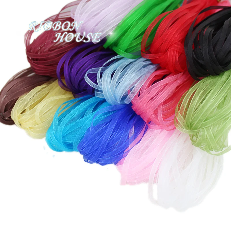 

(20 meters/lot) 3mm organza ribbons wholesale gift wedding Christmas decoration wrapping lace