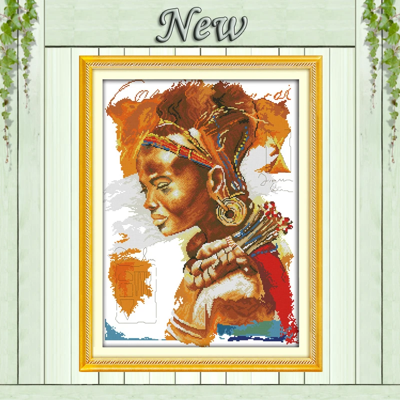 Картина с фигурками Африканской женщины рассчитанная на печать холсте наборы DMC