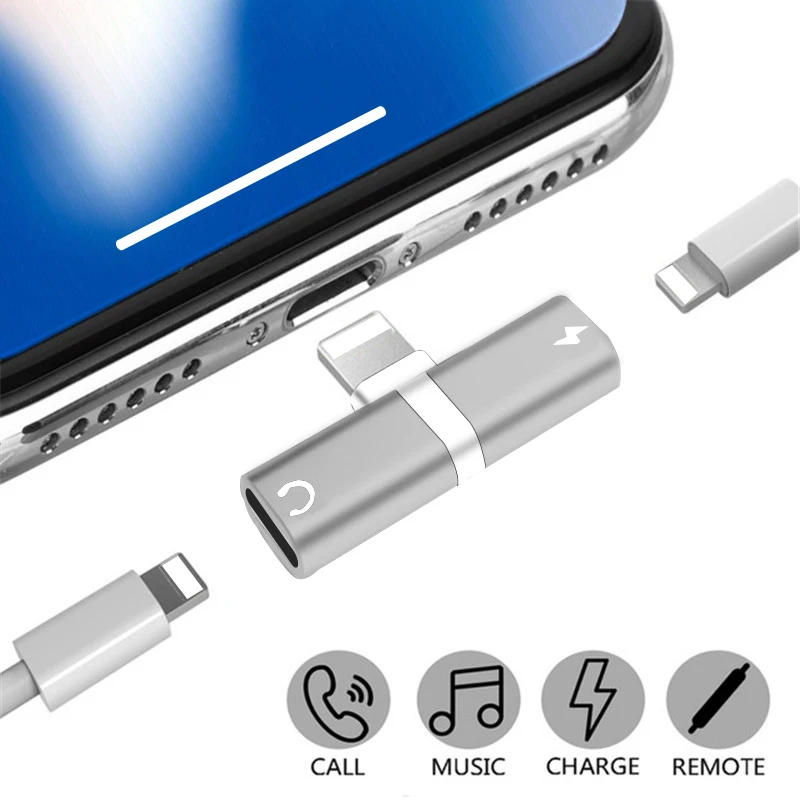 

For Lightning to 3.5mm Jack 2in1 Charging Audio Adapter For iPhone 7Plus Earphone Cable Audio Converter For Apple iPhone 8 10 X