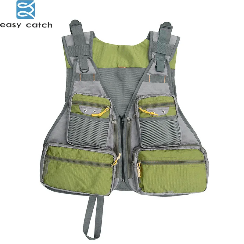 Army green Fly Fishing Vest Adjustable Mesh Mutil Pocket Outdoor Sport Life Safety Jacketin