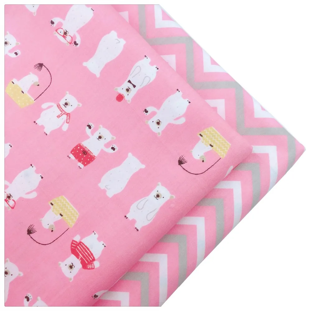 Syunss Cartoon Pink Bear Wave Printed Cotton Fabric DIY Tissue Patchwork Telas Sewing Baby Toy Bedding Quilting Tecido The Cloth | Дом и сад