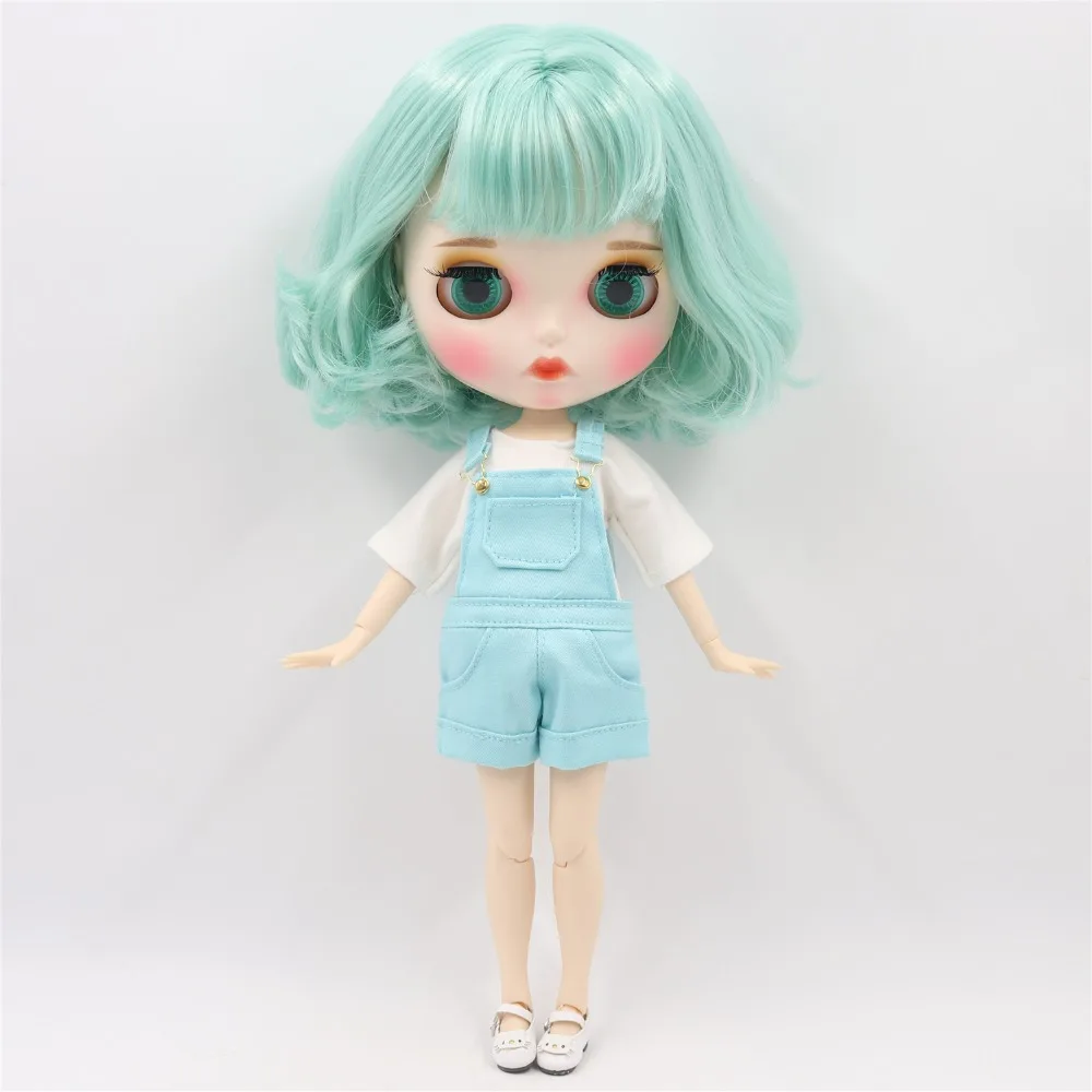 Neo Blythe Doll with Green Hair, White Skin, Matte Pouty Face & Custom Jointed Body 1