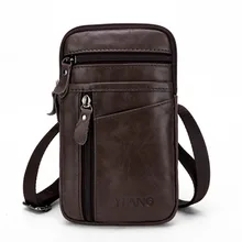 Мужская Высококачественная модная сумка через плечо из натуральной кожи, поясная сумка с застежкой на крючок, чехол для телефона, сумка для сигарет, кошелек, Новинка
