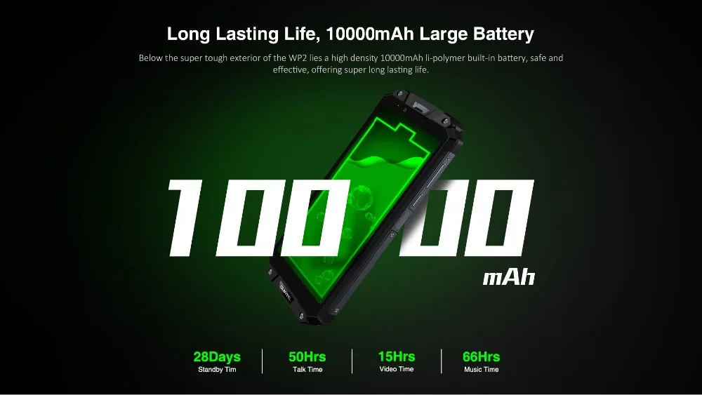 Oukitel WP2 NFC IP68 водонепроницаемый смартфон 6," 18:9 дисплей 10000 мАч Android 8,0 4 Гб 64 Гб MT6750T Восьмиядерный 16 МП 4G отпечаток пальца