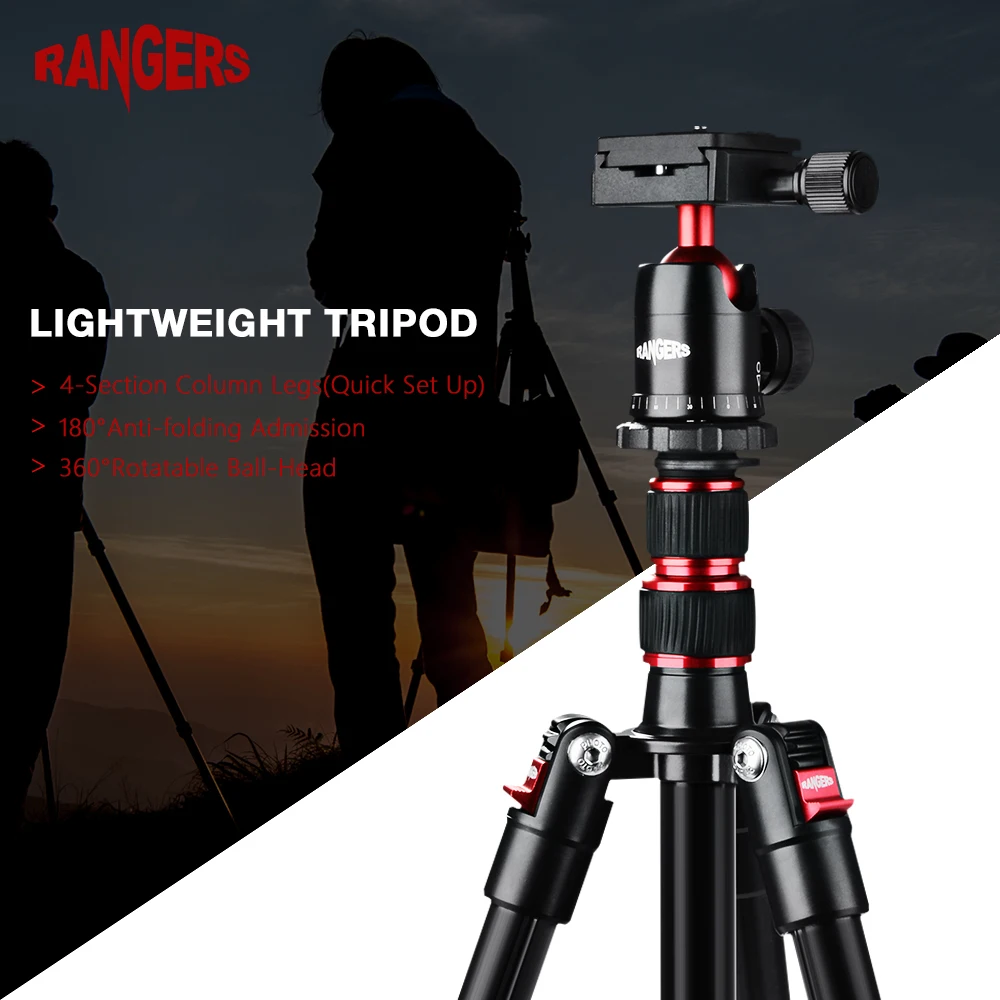 Rangers 54" Professional Tripod Lightweight Monopod&Ball Head