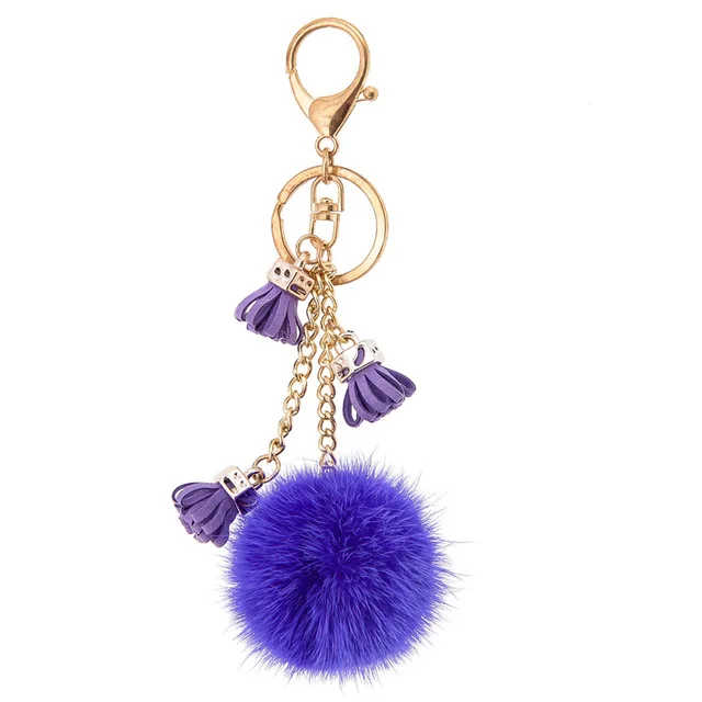 

Natural Mink Fur Ball Key Chain Long Leather Tassel Keychains for Women Novelty Fur Key Ring Mink Fur Pom Pom Keychain Keyholder