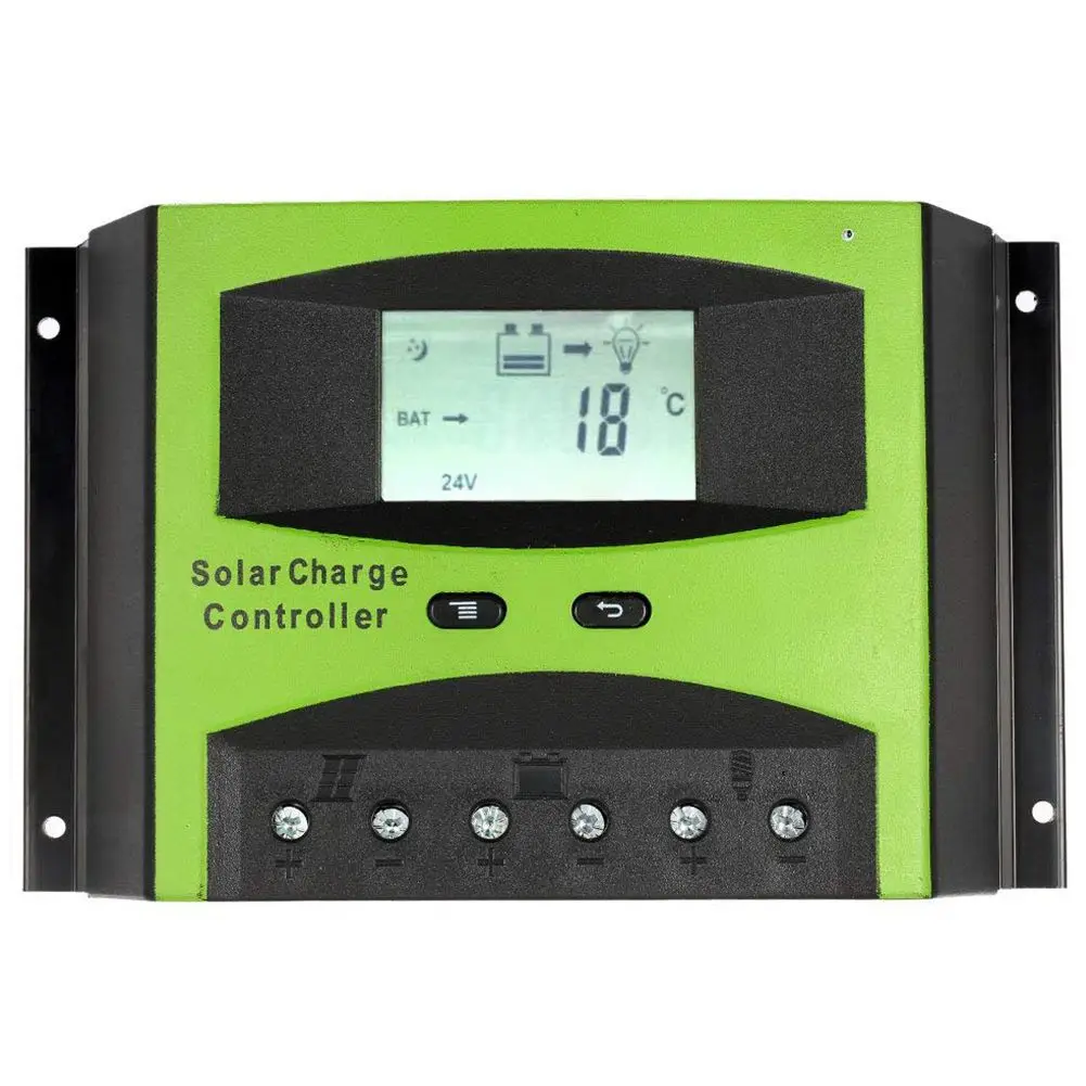 

Hot New Style 12V / 24V PWM Solar Charge Controller Temperature Compensation Overload Protection LCD Screen For Off-grid Solar