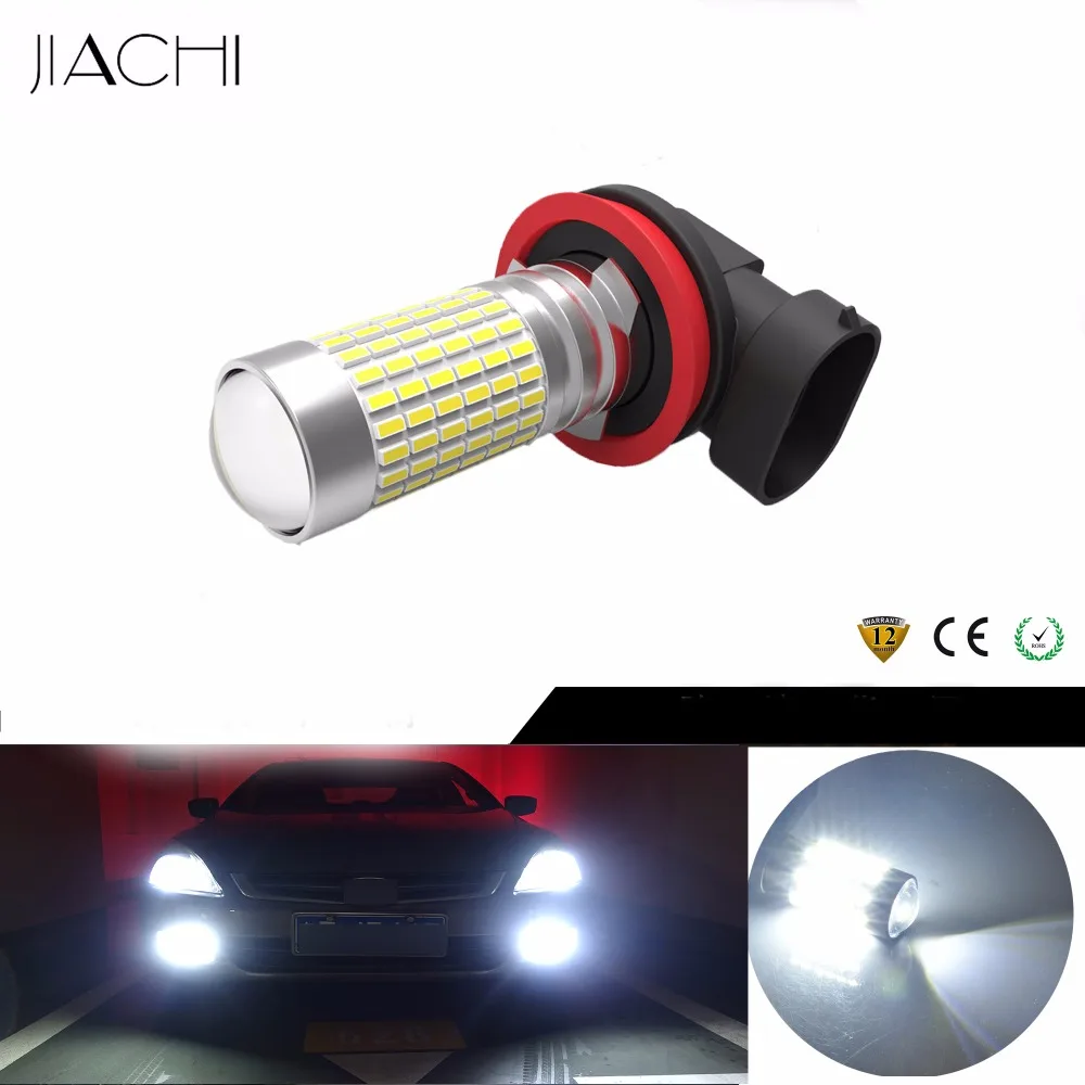 JIACHI 100 шт./лот авто светодиодный H11 H8 противотуманная фара 3014 SMD 144 светодиоды для автостайлинга фары дневного света DRL Вождения ксеноновая лампа белый 6000 K