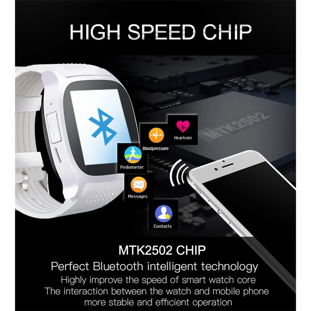 Спортивные Смарт-часы T8M с монитором сердечного ритма с шагомером, Bluetooth, улучшенная версия M26 PK Q18 GT08 для Android iOS