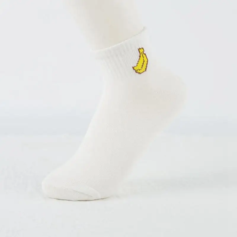 Banana 1 пара, хлопковые носки женские Харадзюку, милые, миленькие в японском стиле(«Каваий» фрукты носки корейский стиль белые низкие носки для девочек воздухопроницаемая комфортная обувь#426 - Цвет: Banana