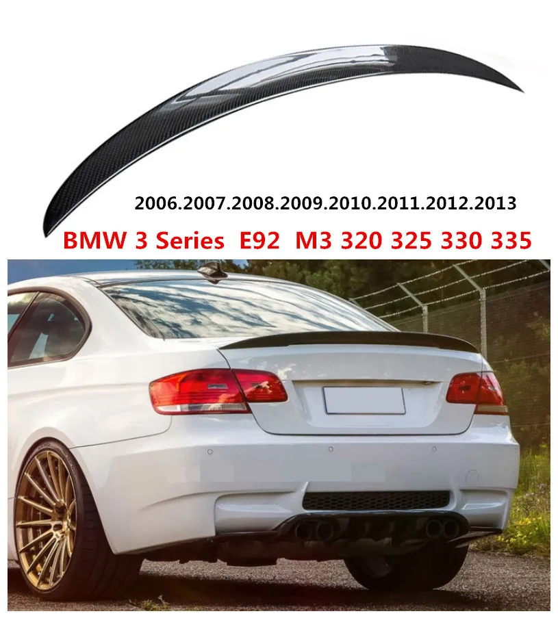 Hlongqt углерода Волокно спойлер для BMW 3 серии E92 M3 320 325 330 335 2006-2013 Высокое качество сзади автомобиля крыло Авто спойлеры