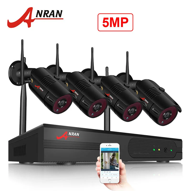 ANRAN Full HD NVR 5MP H.265 IP камера безопасности Открытый 36 ИК Беспроводная CCTV камера системы водонепроницаемый комплект наблюдения 3 ТБ HDD - Цвет: Черный