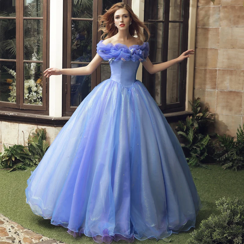 

Popular Ball Gown Bateau Neck with Sleeves Ruched Bow Organza Blue Vestidos Hot Selling Quincenera Dresses Cheap