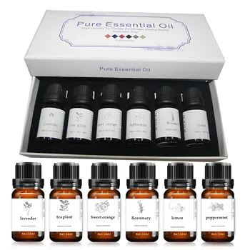 

10ML 6 Pack Essential Oils Nature Lavender Tea Tree Lemon Sweet Orange Peppermint Rosemary Diffuser Humidifier Massage