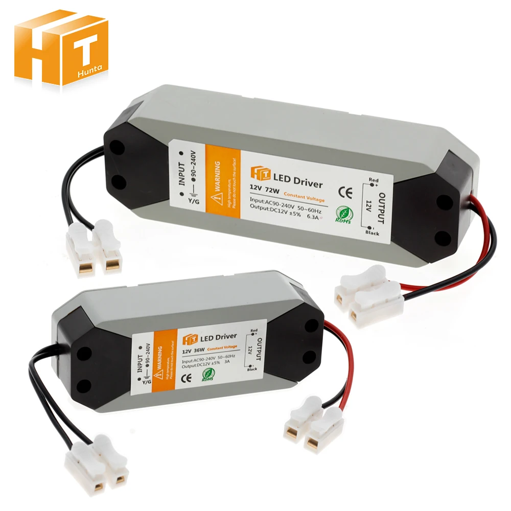 Светодиодный трансформатор освещения 36 W 72 W Питание AC 90 V-240 V до 12 V DC драйвера адаптера