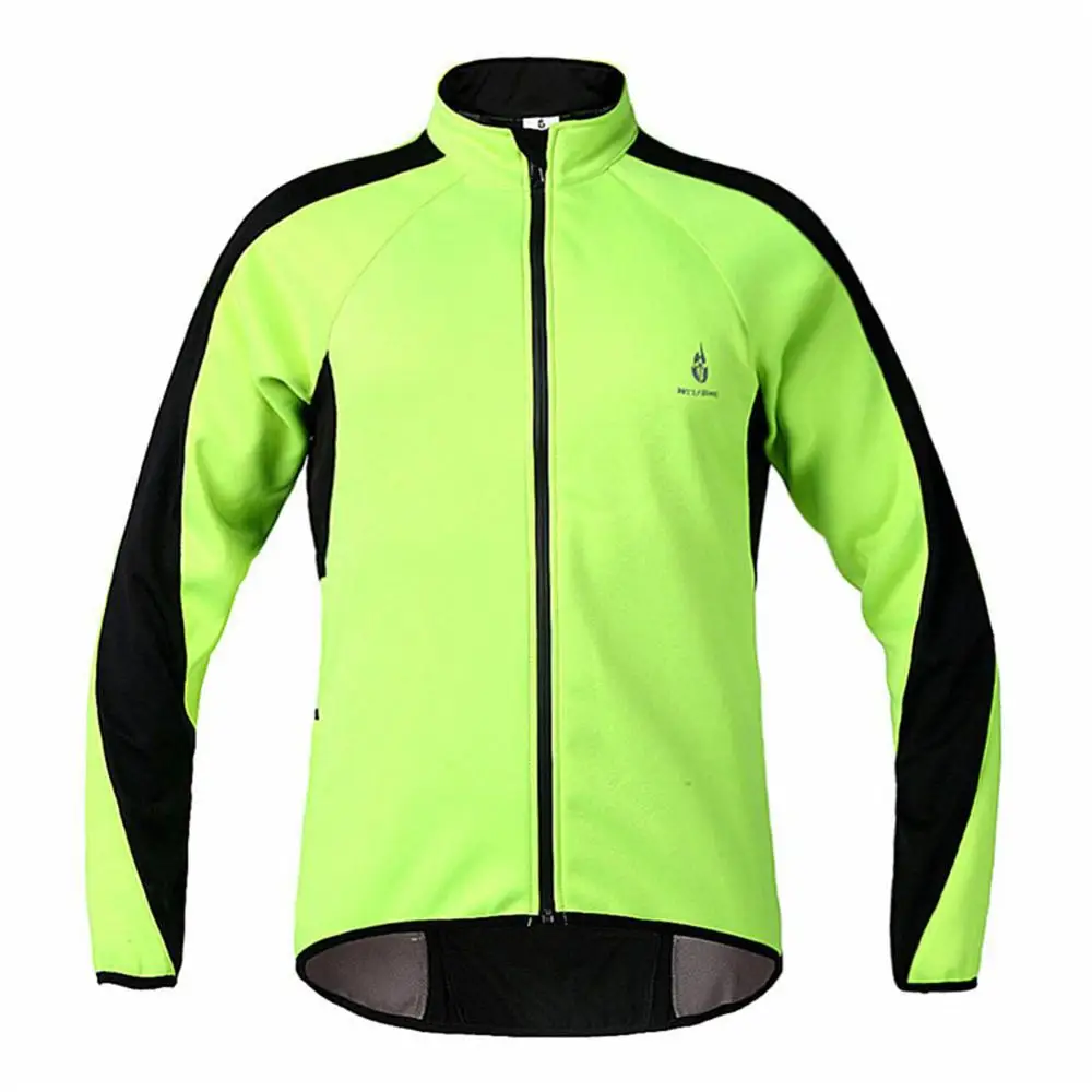Wolfbike термальная велосипедная Куртка зимняя теплая велосипедная одежда ветрозащитная Водонепроницаемая мягкая оболочка пальто MTB велосипед Джерси - Цвет: Зеленый