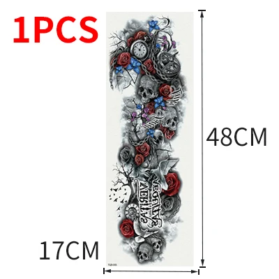 Временные татуировки наклейки для мужчин флэш-тату тело рука поддельная Татуировка рукав водонепроницаемые наклейки череп цветок металлик татуировки - Цвет: style 21-1pcs
