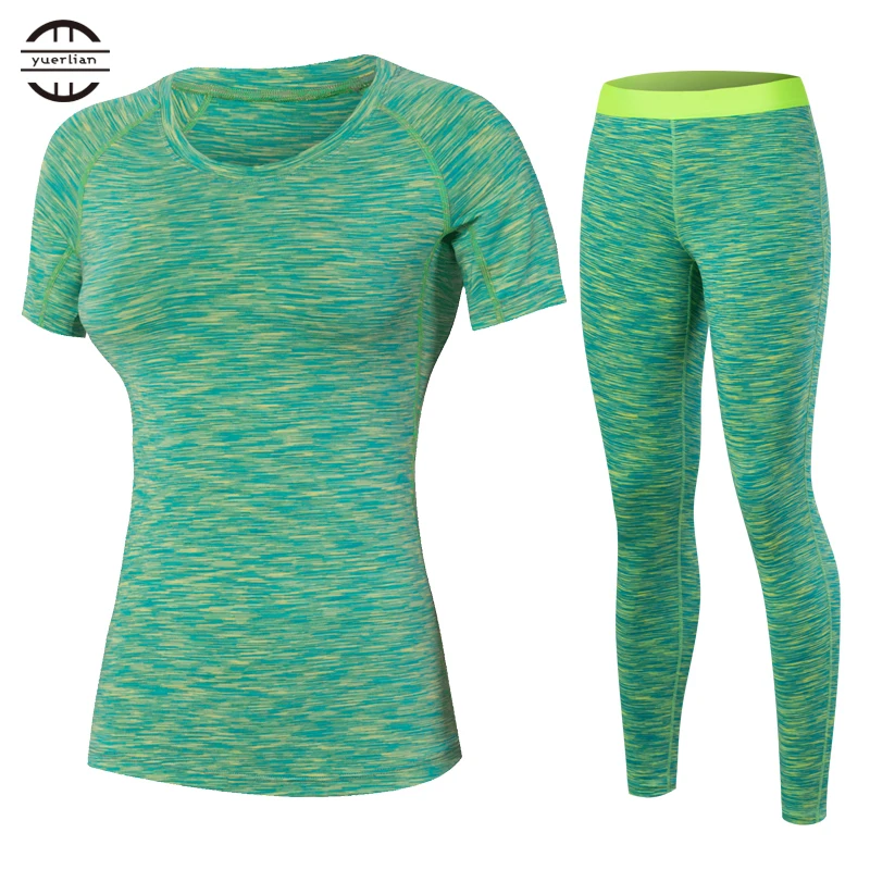 

Hot Yoga Set New Fitness Tight Women Wick Workout Gym Clothes Running Pants Compression T-shirt Tracksuits Yoga Sport Suits