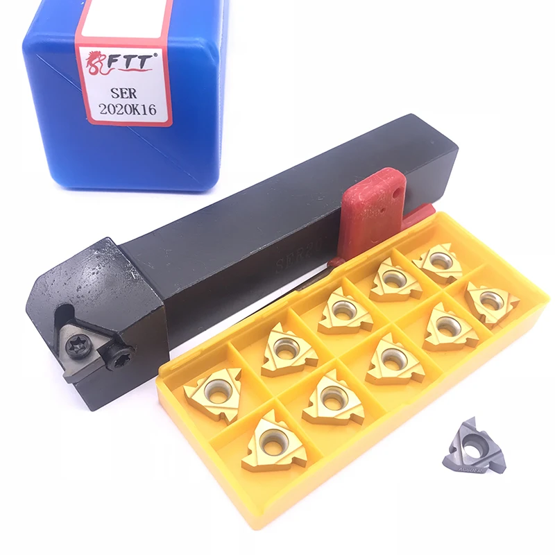 

1pcs SER2020K16 CNC Lathe Turning Tool Holder Boring Bar with 11pcs 16ER AG55 Blade Machine Accessories Turning Tools Set