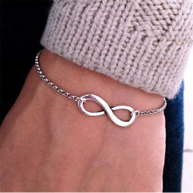 

Infinite Symbol 8 Word Gold Chain Bracelets For Women Charm Bracelet Femme Fashion Bracelets & Bangles Trendy Goddess Bijoux
