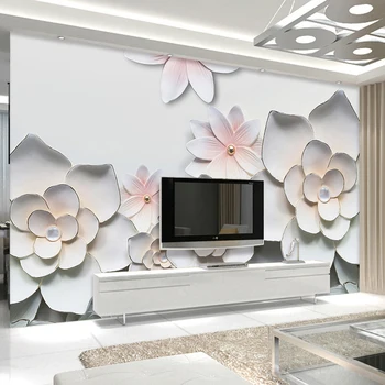 

Custom 3D Photo Wallpaper Simple Modern 3D Stereoscopic Relief Flower TV Background Living Room Bedroom Wall Mural Wallpaper